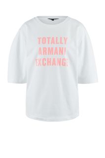 Белый хлопковый свитшот с короткими рукавами Armani Exchange
