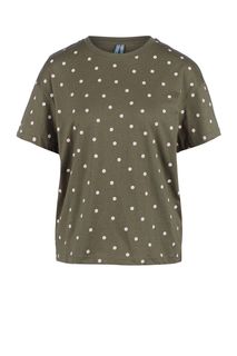 Футболка из хлопка цвета хаки в горошек Befree