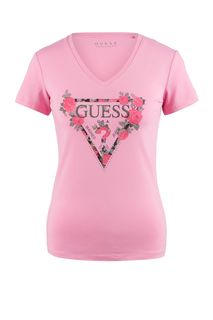 Футболка из хлопка с отделкой пайетками Guess