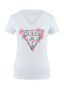Футболка из хлопка с отделкой пайетками Guess