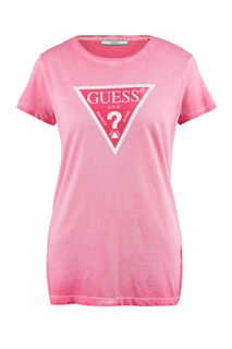 Розовая футболка с фактурным принтом Guess