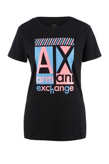 Хлопковая футболка с декоративным принтом Armani Exchange
