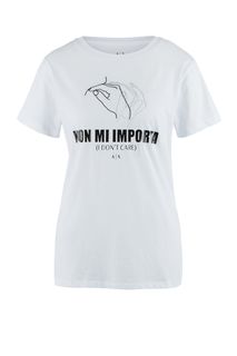 Белая хлопковая футболка с короткими рукавами Armani Exchange