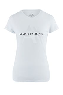 Белая хлопковая футболка с декоративным принтом Armani Exchange