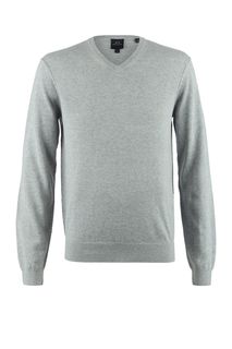 Серый хлопковый джемпер с треугольным вырезом Armani Exchange