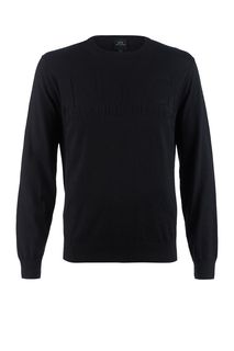 Черный хлопковый джемпер с круглым вырезом Armani Exchange