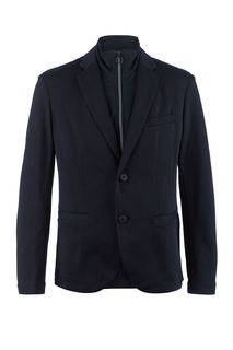 Синий трикотажный пиджак с ветрозащитной планкой Armani Exchange