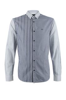 Хлопковая рубашка синего цвета в полоску Armani Exchange