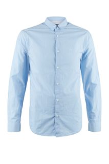 Хлопковая рубашка синего цвета в полоску Armani Exchange