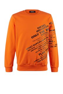 Свитшот из хлопка оранжевого цвета Diesel
