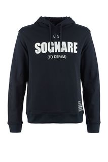Синяя хлопковая толстовка с капюшоном Armani Exchange