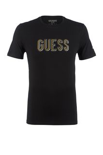 Черная футболка с логотипом бренда Guess