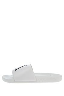 Белые шлепанцы с монограммой бренда Armani Exchange