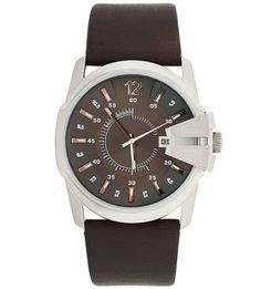 Часы с коричневым кожаным браслетом Diesel