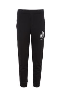 Хлопковые брюки джоггеры черного цвета Armani Exchange