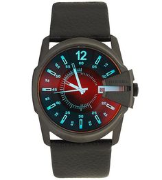 Часы на кожаном браслете с арабскими цифрами Diesel