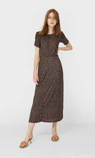 Stradivarius Платье Миди С Принтом Женская Коллекция Бежевый M