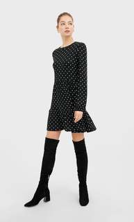 Stradivarius Мини-Платье С Объемными Рукавами Женская Коллекция Черный M