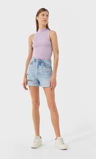 Stradivarius Шорты Mom Fit Женская Коллекция Деним 40