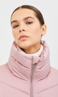 Stradivarius Куртка С Высоким Воротником Женская Коллекция Пастельно-Розовый M