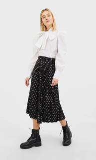 Stradivarius Юбка С Плиссировкой Женская Коллекция Цвет Небеленого Полотна S