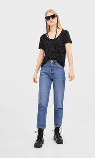 Stradivarius Базовая Футболка В Горошек Женская Коллекция Черный Xs