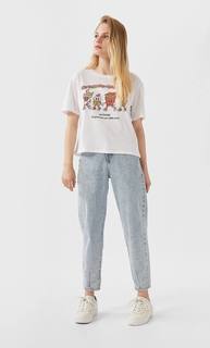Stradivarius Футболка С Принтом Женская Коллекция Белый S