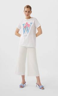 Stradivarius Футболка С Принтом Женская Коллекция Белый Xs