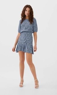 Stradivarius Короткое Трикотажное Платье С Принтом Женская Коллекция Multicolor L