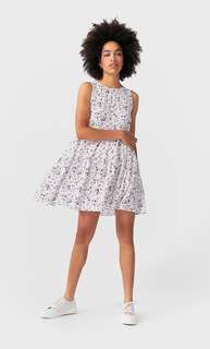 Stradivarius Короткое Платье В Цветок Женская Коллекция Цвет Небеленого Полотна Xs