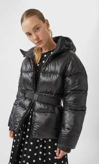 Stradivarius Стеганая Куртка С Поясом Женская Коллекция Черный M