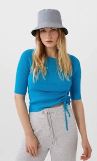 Stradivarius Топ Со Сборкой Женская Коллекция Бирюзовый S