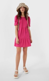 Stradivarius Короткое Платье Из Поплина Женская Коллекция Цвет Фуксии L