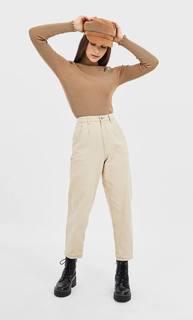 Stradivarius Свитер С Высоким Воротником Женская Коллекция Бежевый S