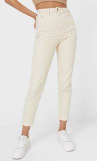 Stradivarius Джинсы Mom Fit Облегающего Кроя Женская Коллекция Ванильный 34