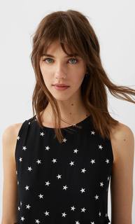 Stradivarius Платье Мини С Принтом «Звезды» Женская Коллекция Черный S