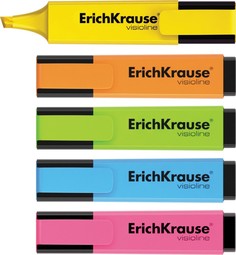 Текстмаркер ErichKrause Visioline V-20, цвет чернил голубой (в коробке-дисплее по 10 шт.)