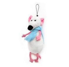 Мягкая игрушка Maxitoys Мышонок белый в голубом шарфике, 13 см