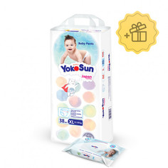 Трусики-подгузники YokoSun размер XL (12-20 кг) 38 шт Влажные салфетки 18 шт в подарок