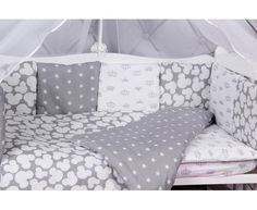 Бортик в кроватку 12 предметов (12 подушек-бортиков) AmaroBaby SILVER (серый)