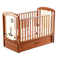 Детская кроватка VITALIA 125/65 МАЯТНИК Орех 506-Слоновая кость Papaloni