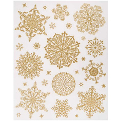 Наклейки новогодние Феникс Present Снежинки золотые объемные-1 30x38 см