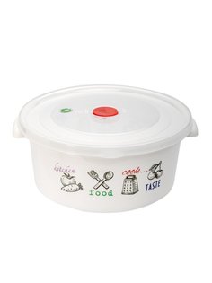 Контейнер ElfPlast для микроволновой печи с рисунком, белый, 3 л