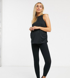 Хлопковые леггинсы ASOS 4505 Maternity-Черный