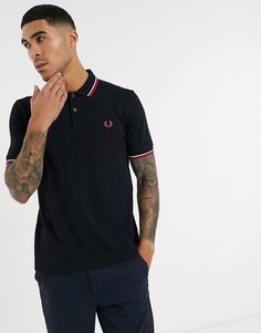 Поло с контрастной отделкой и логотипом Fred Perry-Темно-синий