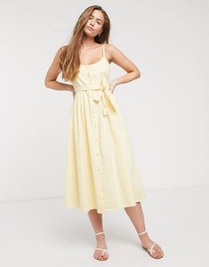Желтое джинсовое платье миди ASOS DESIGN-Зеленый