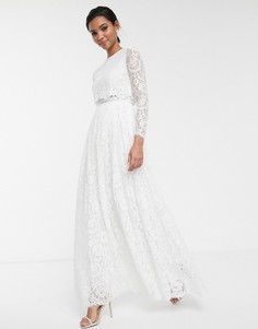 Свадебное кружевное платье макси с кроп-топом ASOS EDITION-Белый