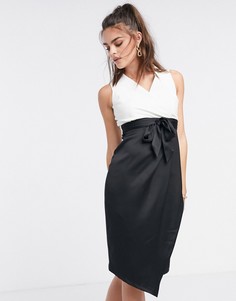 Черно-белое платье-футляр 2 в 1 с запахом Closet London-Мульти