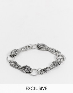 Серебристый браслет с элементами "змеи" Reclaimed Vintage inspired-Серебряный