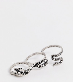 Серебристое кольцо на 3 пальца Reclaimed Vintage-Серебряный